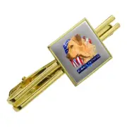 Always Faithful Yellow Lab Labrador Dog Square Tie Bar Clip Clasp Silver or Gold