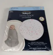 HALO SleepSack 3-Way Swaddle- Midnight Moon White/Pink (Newborn / 0-3 M) NEW