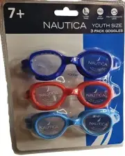 Nautica Youth Goggle 3 Pack - Royal Blue, Red & Light Blue