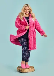 [Taking Shape] Taking Shape Winnie The Pooh Hooded Zip Up Dressing Gown Size 26-28 in Carmine Rose - Plus Size Women's Clothing Carmine Rose