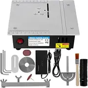 60W Portable Mini Table Saw with Four 4" Diameter Saw Blades/1 Grinding Wheel/1 Brush,Hobby Electric Saw Bench 5000r/min Speed, Cutting Thickness up to 15rmm for DIY Metal Glass Wooden Model Crafts