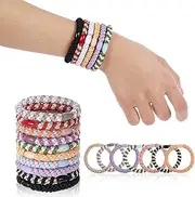 Nogeqi Pack of 18 Neon Hair Bobbles Colourful Fashion Scrunchies Women's Braided Hair Bobbles Bracelet Multicoloured Mixed Colour Braided Hair Ties Ponytail Holder for Thick Thin Curly Hair