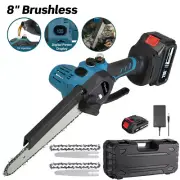 8" Electric Chainsaw Battery Powered Wood Cordless Cutter Rechargeable Chain Saw