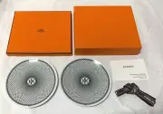 Hermes Ash Deco White Black Bread Plate 14cm Set of 2 Dinnerware Porcelain w/Box