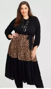 Ts Taking Shape Plus Size 20 Black Animal Print Leopard Dress