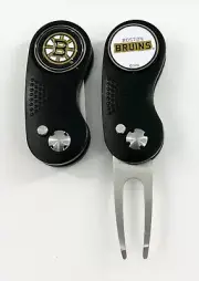 GOLF SWITCHBLADE NHL BOSTON BRUINS DIVOT REPAIR TOOL + Ballmarker Black