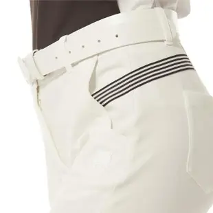 【Lynx Golf】首爾高桿風格！女款彈性舒適黑白彈性織帶剪接設計造型口袋開杈款窄管八分褲(二色)