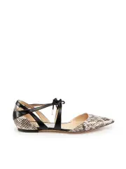 Brown Snakeskin Point Toe Ballet Flats