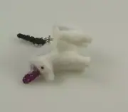 Unicorn body wings fuzzy charm cell phone or fits Ipad charm ear cap dust plug
