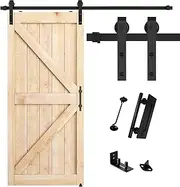 6FT-Sliding Barn Door Hardware Kit (Include Track Kit & Pull Handle Set & Door Lock kit & Floor Guide), Smoothly and Quietly, Easy to Install.