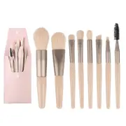 Catzon 8Pcs Mini Makeup Brush Set Foundation Brush with PU Bag-Apricot