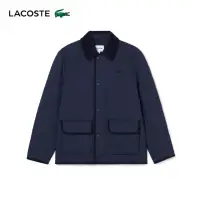 在飛比找momo購物網優惠-【LACOSTE】男裝-格紋鋪棉大口袋外套(藍色)