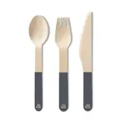 96pc Eco SouLife Disposable/Compostable Wooden Spoon/Fork/Knife Cutlery Set Grey