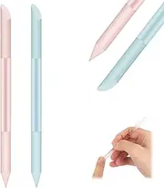 Giantree Glass Cuticle Pusher, 2 Pcs Nail Cuticle Remover Tool, Double Head Nail File Manicure Cuticle Stick Women Professional Cuticle Glass Polisher for Natural Nails Cuticles Care(Light blue+Pink)