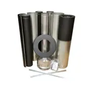 WOODEN HEATER 6″ full triple dropbox kit with paintedpipe and double heatshield