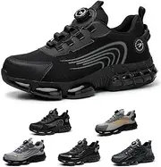 [AiryMotion] Safety Shoes Men Women Steel Toe Cap Trainers Lightweight Breathable Non-Slip Work Shoes 36-46 EU, 262 Black, 40 EU