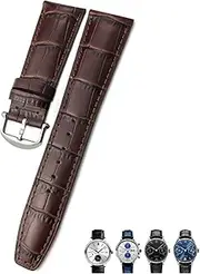 [BANDKIT] 20mm 21mm 22mm Calfskin Genuine Leather Watchband Suitable For IWC Pilot Portuguese Black Brown Blue Alligator Grain Watch strap