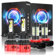 for Toyota Tundra 2014-2020 4PCS Combo LED Headlights + Fog Light Bulbs White (for: Smart)