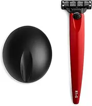Bolin Webb Razor in Iconic Unioin Jack Colours and Stand. Fitted with Gillette Mach3 Blade Cartridge. Luxury Razors for Men - Giftable R1 Style. (Monza Red)