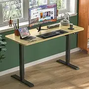 [Ufurniture] Electric Standing Desk,72-115cm Height Adjustable Electric Computer Workstation with Smart Memory Lifting Base Sturdy Motor Sit Stand Up Table, Black Frame/Oak Desktop, 120x60cm
