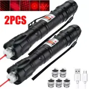 2X 2000Mile USB Rechargeable Red Laser Pointer Pen Star Light Visible Beam Lazer