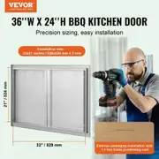 BBQ Access Door 914x610 mm Double Outdoor Kitchen Door Stainless Steel Flush Mount Door Wall Vertical Door with Recessed Handles