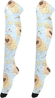 [Caihoyu] Women'S Knee High Socks Soft And Comfortable Long Knee-High Socks Over Knee Baseball Socks for formal Events Cute Gnome Bee Collects Honey, Cute Gnome Bee Collects Honey