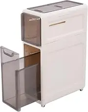 Slim Bathroom Storage Cabinet, Water Proof Plastic Narrow Bathroom Storage Cabinet Drawer Type Classification Storage Bathroom Floor Cabinet with 6 Wheels for Bathroom Laundry (2
