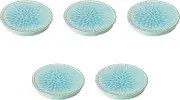 Set of 5 Fuchi Rust Marine Blue Chrysanthemum Carved Plate, Round Plate, 6.9 x 0.8 inches (17.4 x 2 cm), Medium Bowl Setomonohonpo