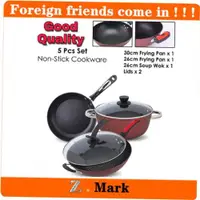 在飛比找ETMall東森購物網優惠-Set of 5 Non Stick Cookware Fl