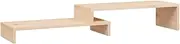 vidaXL Adjustable Length Monitor Stand with Storage Space, Designed in Stable and Durable Solid Pinewood - Brown