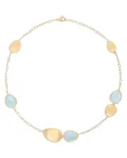 Marco Bicego 18K Yellow Gold Lunaria Aquamarine & Textured Petal Collar Necklace, 16.5