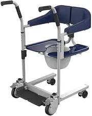 Medical 3 in 1 Patient Lift for Home, Portable Patient Transfer Lift Aid w/180° Split Seat, Bedside Commode with Bedpan Shower Chair for Handicap Elderly Seniors, 265lbs Capacity Transport