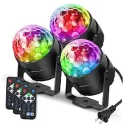 [3-Pack] Disco Ball DJ Party Lights Sound Activated with Remote Control 3 Pack