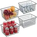 4 Pack Storage Black Wire Pantry Basket Packs Perfect Kitchen Organization