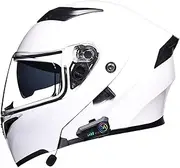 Modular Motorbike Bluetooth Helmets,Flip Up Front Helmet,Motorcycle Scooter Moped Street Bike Full Face Helmet with Double Visor,DOT/ECE Approved Built-in Speaker Headset Microphone