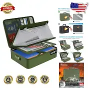 Portable 13-Compartment Fireproof File Bag with Lock - Perfect for Home & Travel