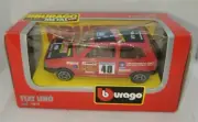 Vintage Red Burago Fiat Uno Diecast Model 1/43 Sport Car Italy