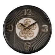 Aviator Gold Round Maxim Ribbed Exposed Gear Clock