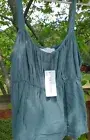 NWT Pink Rose Adjustable Strap Lightweight Skinny Teal Rayon Top sz L
