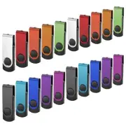 4GB Flash Drive 20 Pack USB 2.0 Thumb Drives Bulk Metal Swivel Pen Drives Mul...