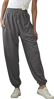 Women's Baggy Sweatpants Running Outdoor Athletic Joggers Pants Drawstring Elastic High Waist Trousers with Pockets