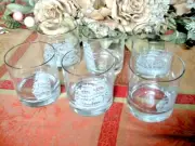 6 HOUZE ART Nautical Clipper Country of Origin Gold Trim Whiskey Glass Barware