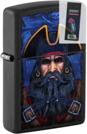 Zippo 99347 Pirate with Skull Blacklight Black Matte Lighter + FLINT PACK