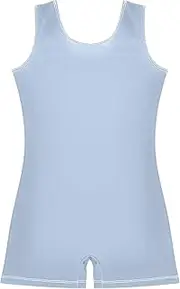 [GAIGEO] Girls Gymnastics Leotards Toddlers Light Steel Blue Unitards Colorful Dance Outfits Shorts 2t