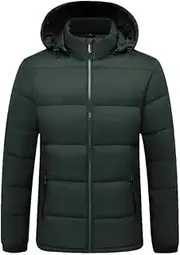 [Bciopll] Men's Hooded Padded Jacket Warm Running Down Jacket Zipper Hat Pocket Puffer Jacket Coat