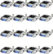 Vevor Driveway Lights 16-Pack Solar Driveway Lights Bright Blue with Screw Solar Deck Lights Outdoor Waterproof Wireless Dock Lights 6 LEDs for Path Warning Garden Walkway Sidewalk Steps : Automotive