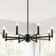 8-Light Black Farmhouse Candle Chandeliers Modern Matte Ceiling Light Fixture...