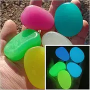 50 pcs Colorful Elliptical Pebbles，Diameter Approximately 1.77 inches,Luminous Stone,Decoratable Garden, Courtyard, Fish Tanks, Aquariums, Swimming Pools etc.(Color)