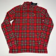 Polo Ralph Lauren Boys L (14-16), Red Check Plaid 1/4 Zip Long Sleeve Shirt